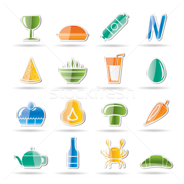 Stockfoto: Winkel · voedsel · drinken · iconen · vector