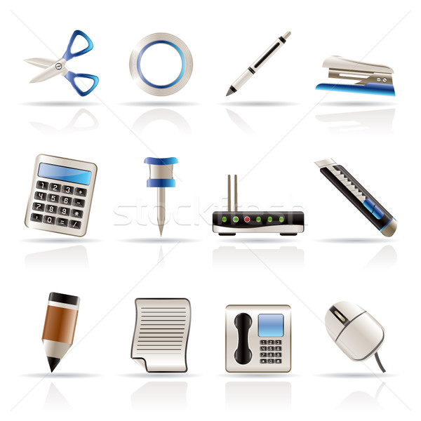 Stock photo: Realistic Business and Office Icons 