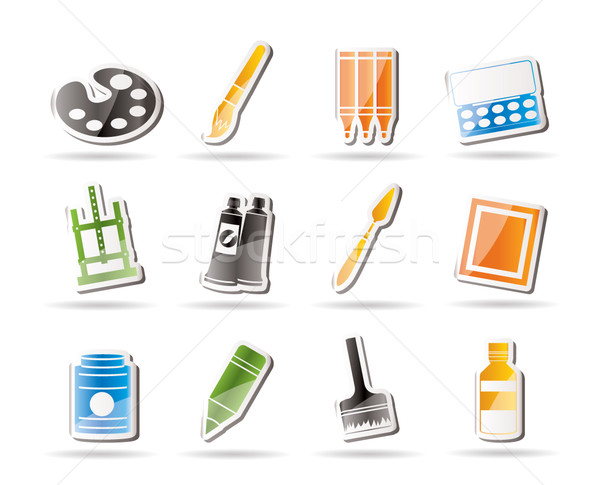 Simple painter, drawing and painting icons  Stock photo © stoyanh