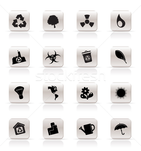 Stockfoto: Eenvoudige · ecologie · recycling · iconen · vector