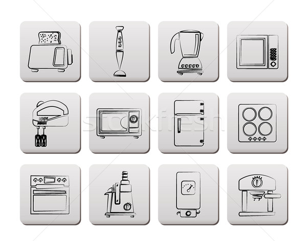 Stock photo: Kitchen and home equipment icons 