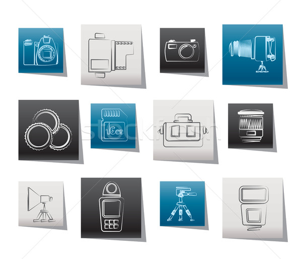 Stock photo: Photography equipment and tools icons 