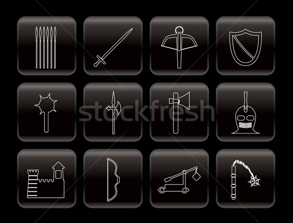 Medieval arms and objects icons  Stock photo © stoyanh