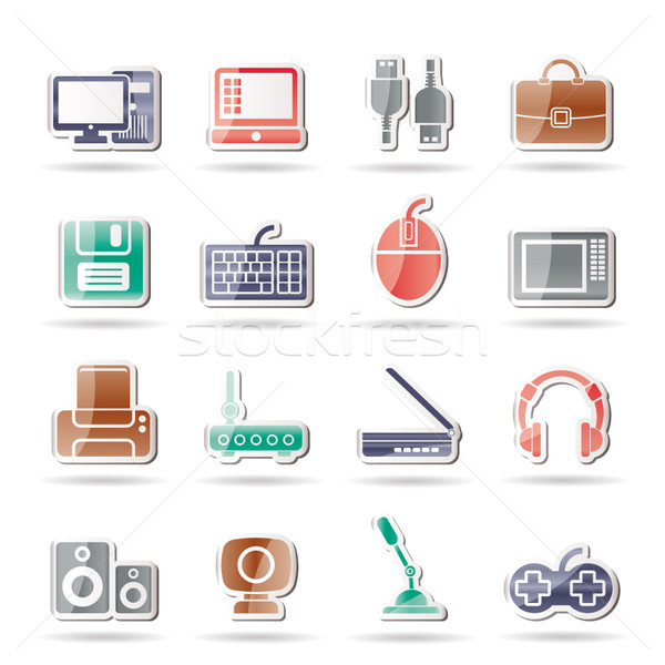 Computer equipment and periphery icons Stock photo © stoyanh
