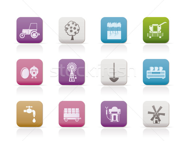 farming industry and farming tools icons Stock photo © stoyanh