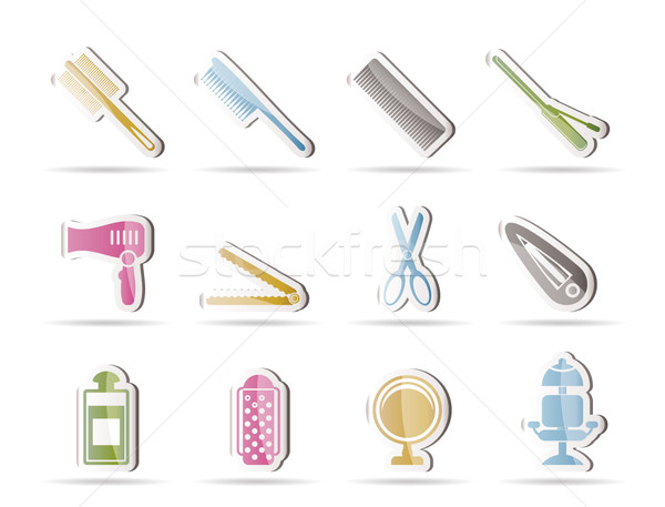 hairdressing, coiffure and make-up icons Stock photo © stoyanh