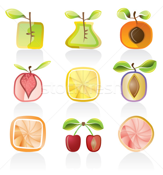 Absztrakt gyümölcs ikonok vektor ikon gyűjtemény textúra Stock fotó © stoyanh
