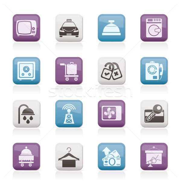 Hotel and motel room facilities icons Stock photo © stoyanh