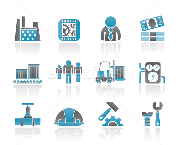 Stock photo: Business, factory and mill icons 