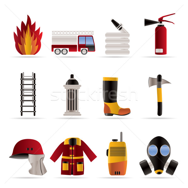 fire-brigade and fireman equipment icon Stock photo © stoyanh