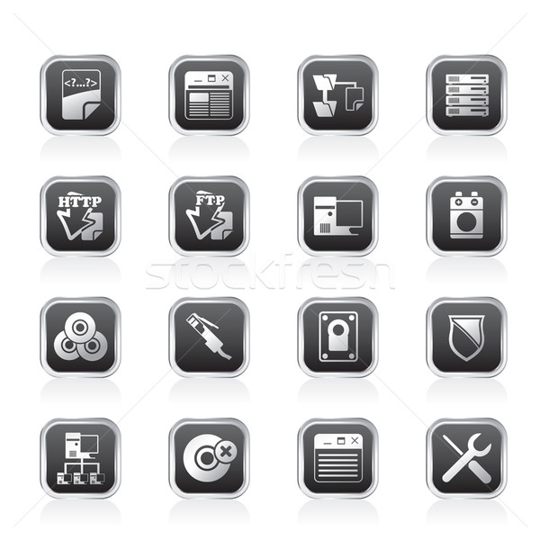 Servidor lado los iconos de ordenador vector Internet Foto stock © stoyanh