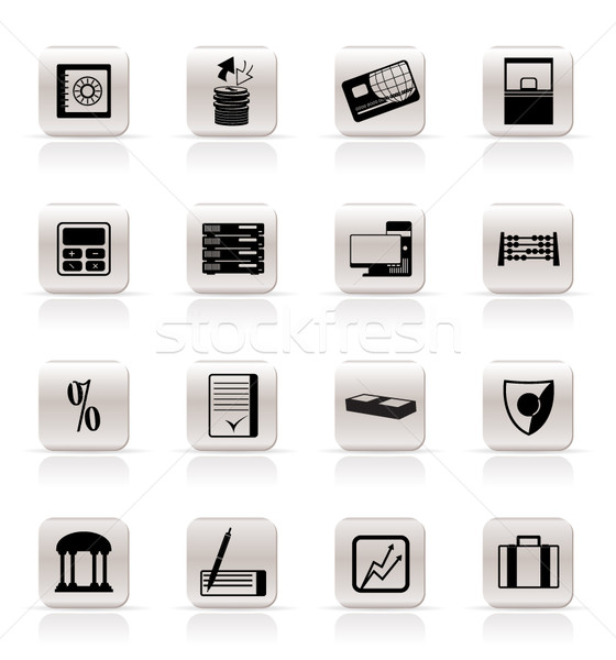 Stockfoto: Eenvoudige · bank · business · financieren · kantoor · iconen