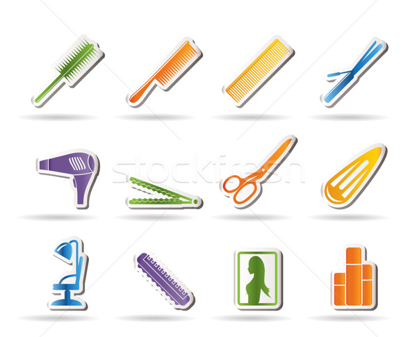hairdressing, coiffure and make-up icons Stock photo © stoyanh