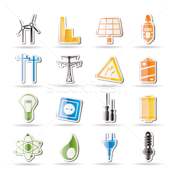 Foto stock: Simple · electricidad · poder · energía · iconos · vector