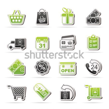 Foto stock: Compras · varejo · ícones · vetor · caminhão