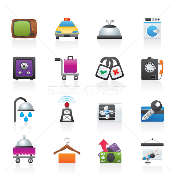 Stock photo: Hotel and motel room facilities icons