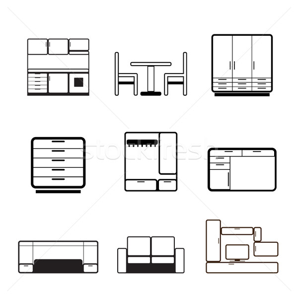 Mobilya simgeler vektör dizayn ev Stok fotoğraf © stoyanh