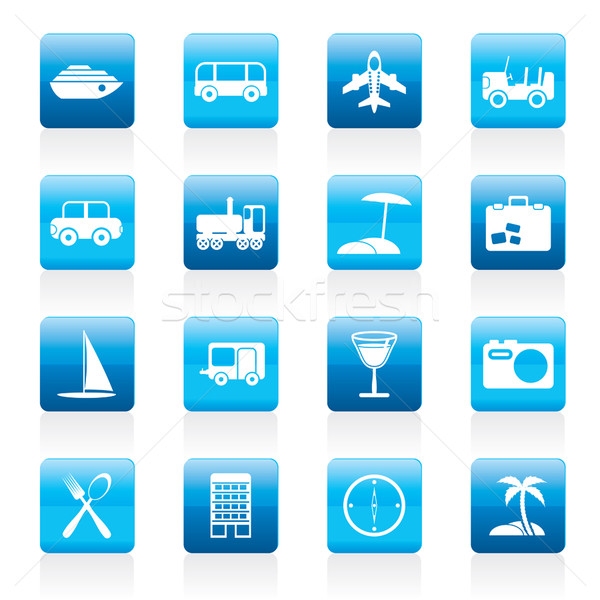 Stockfoto: Reizen · vervoer · toerisme · vakantie · iconen · vector