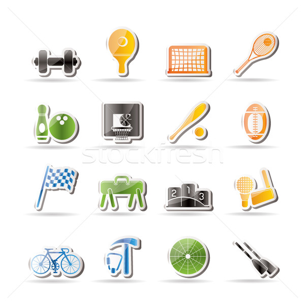 [[stock_photo]]: Simple · sport · engins · outils · icônes · vecteur