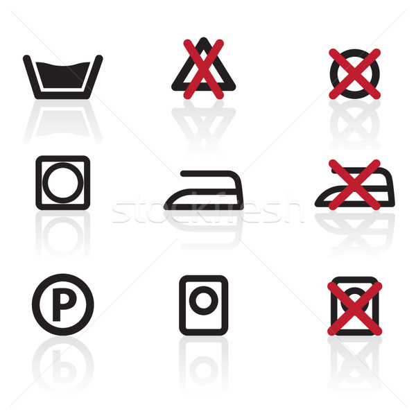 Wäsche Pflege Symbole Zeichen Symbole Vektor Stock foto © stoyanh