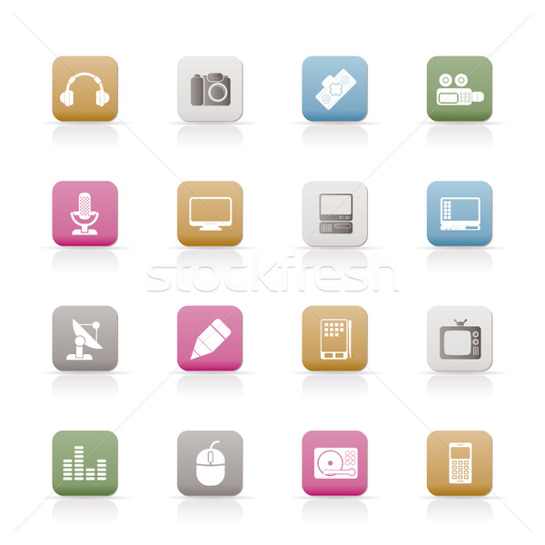 Media equipment icons Stock photo © stoyanh