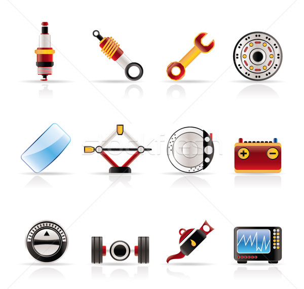 Realistic Car Parts and Services icons Stock photo © stoyanh