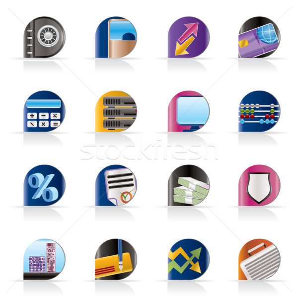 bank, business, finance and office icons Stock photo © stoyanh