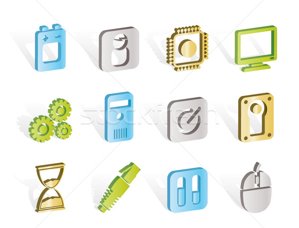 Computer and mobile phone elements icon Stock photo © stoyanh