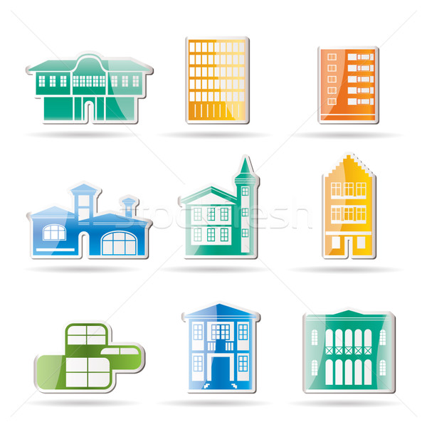[[stock_photo]]: Différent · maisons · bâtiments · ordinateur · construction · fenêtre