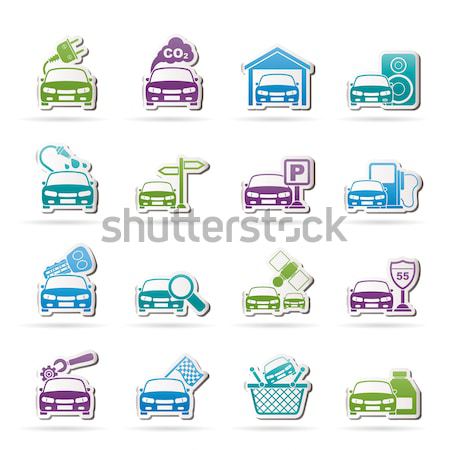 car and transportation insurance and risk icons Stock photo © stoyanh