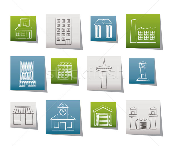 different kind of building and City icons Stock photo © stoyanh