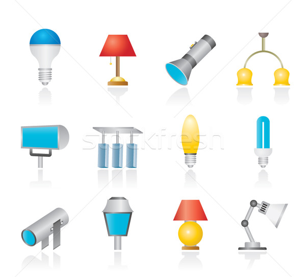 Unterschiedlich Beleuchtungsanlagen Vektor Zeichen Industrie Stock foto © stoyanh