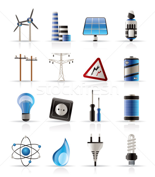 Electricity,  power and energy icons  Stock photo © stoyanh