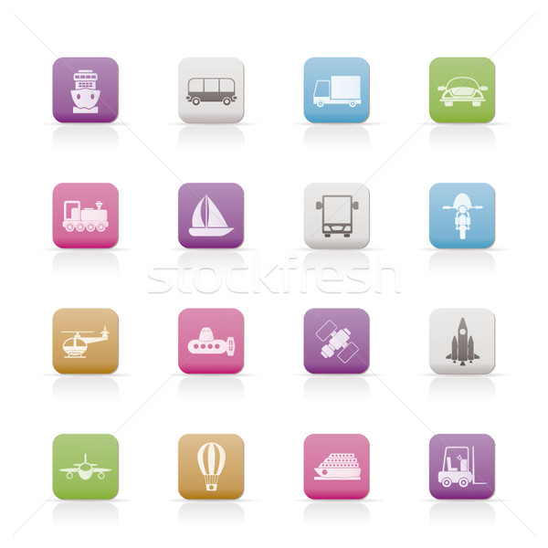 Stock photo: Transportation, travel and shipment icons 