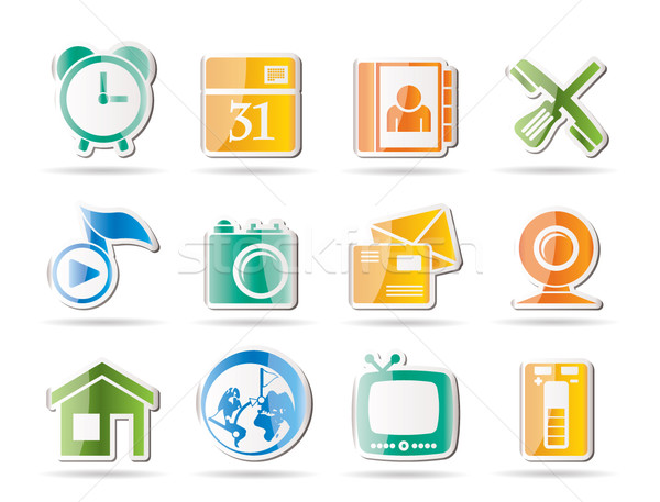 Stock photo: mobile phone and computer icons 