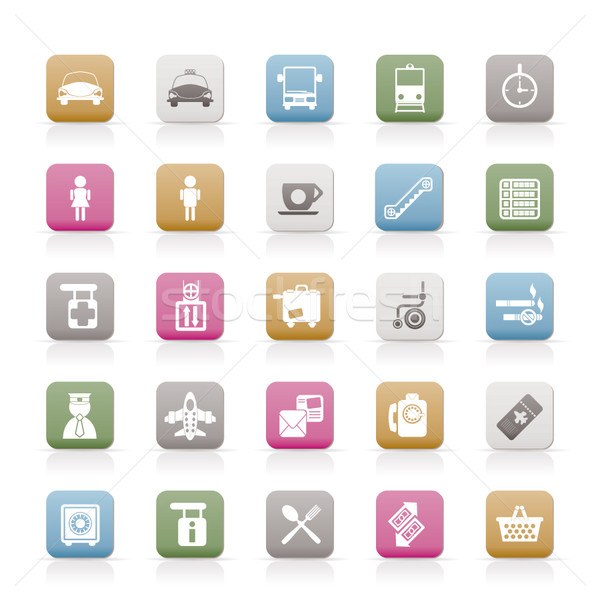 Airport, travel and transportation icons  Stock photo © stoyanh