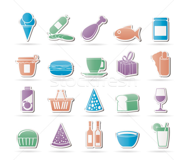 Shop and Foods Icons Stock photo © stoyanh