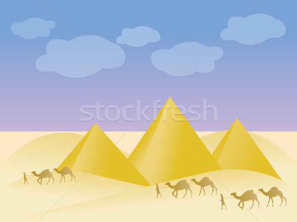 Foto stock: Egipto · pirámide · paisaje · puesta · de · sol · naturaleza · fondo