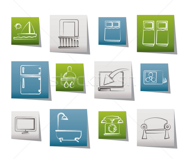 Hotel and motel room facilities icons  Stock photo © stoyanh