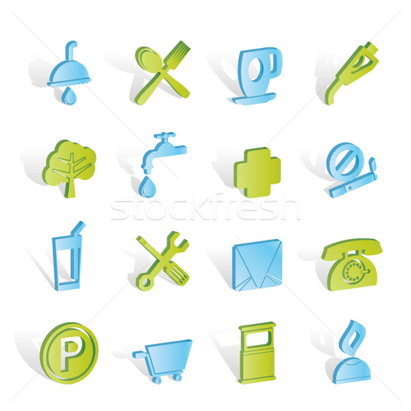 Stock photo: Petrol Station and Travel icons 