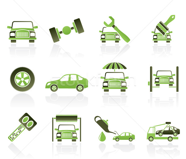 Stock photo: auto service and transportation icons 