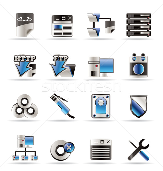 Serveur côté icônes informatiques vecteur internet Photo stock © stoyanh