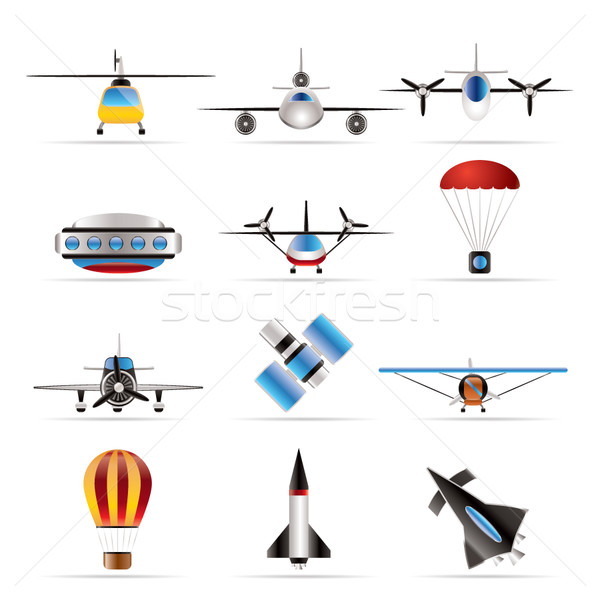 Foto stock: Diferente · aeronave · ilustrações · ícones · vetor