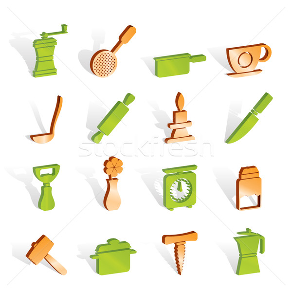 Kitchen and household tools icons  Stock photo © stoyanh