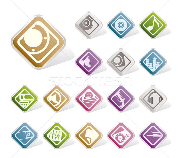 Stock photo: Simple Music and sound icons 