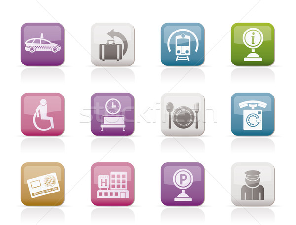 airport, travel and transportation icons 2  Stock photo © stoyanh