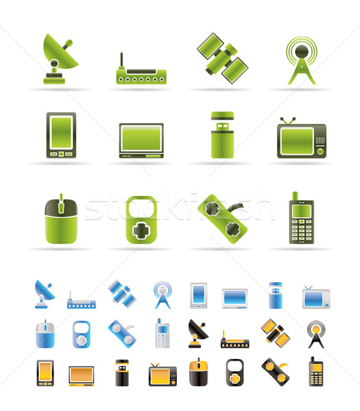 Stock photo: technology and Communications icons - vector icon set - 3 colors included