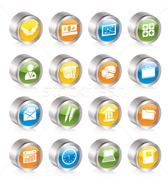 Stockfoto: Eenvoudige · business · kantoor · iconen · vector