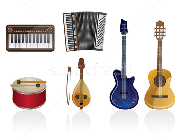 Zene hangszer ikonok vektor ikon gyűjtemény buli Stock fotó © stoyanh