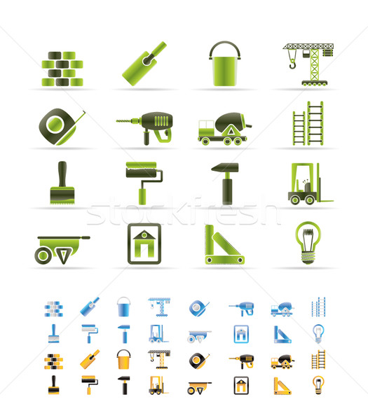 Construção edifício ícones vetor cores Foto stock © stoyanh
